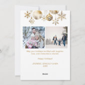フォトコラージュメリークリスマスホワイト金ゴールドboho シーズンカード (裏面)