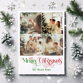 フォトコラージュメリークリスマスレトロタイポグラフィ シーズンカード