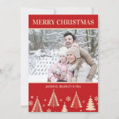 フォトコラージュメリークリスマス赤レトロ シーズンカード (正面)