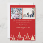 フォトコラージュメリークリスマス赤レトロ シーズンカード (裏面)