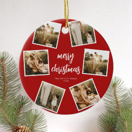 フォトコラージュメリークリスマス セラミックオーナメント