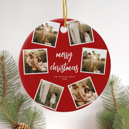 フォトコラージュメリークリスマス セラミックオーナメント
