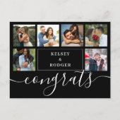 フォトコラージュモダンおめでとう白黒の投稿 ポストカード (正面)