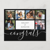 フォトコラージュモダンおめでとう白黒 ポストカード (正面)