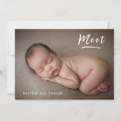 フォトコラージュモダンのシンプル新生児 案内状 (正面)