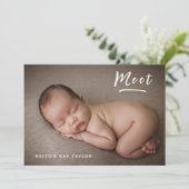 フォトコラージュモダンのシンプル新生児 案内状 (スタンド正面)