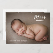 フォトコラージュモダンのシンプル新生児 案内状 (正面/裏面)
