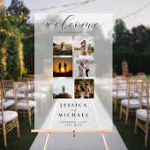 フォトコラージュモダンエレガントなウェディングウェルカム アクリルサイン