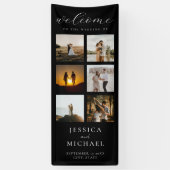 フォトコラージュモダンエレガントなウェディングウェルカム 横断幕 (縦)