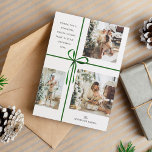 フォトコラージュモダングリーンボックスリボンクリスマス シーズンカード<br><div class="desc">フォトコラージュモダングリーンギフトボックスリボンクリスマスホリデーカード</div>
