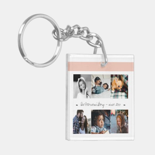 フォトコラージュモダンシックな家族の記念品 キーホルダー (正面左)