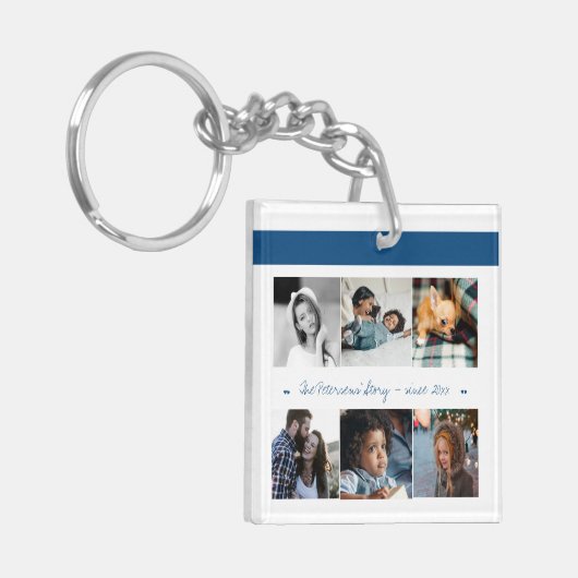 フォトコラージュモダンシックな家族の記念品 キーホルダー (正面左)