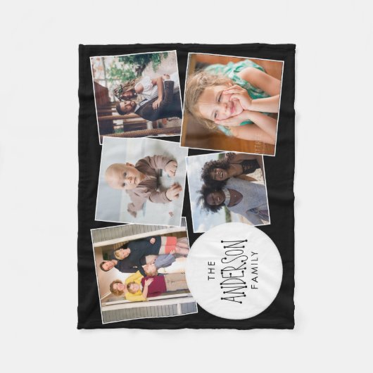 フォトコラージュモダンシック家族の友人のキープサケ フリースブランケット (正面)