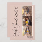 フォトコラージュモダンスクリプトの卒業 案内状 (正面/裏面)