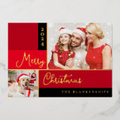 フォトコラージュモダンスクリプトクリスマスフォイル休日 箔シーズンカード (正面)