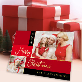 フォトコラージュモダンスクリプトクリスマスフォイル休日 箔シーズンカード