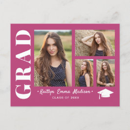 フォトコラージュモダンスクリプトピンクグラードポストカード ポストカード