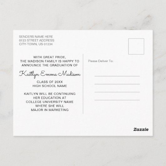 フォトコラージュモダンスクリプトピンクグラードポストカード ポストカード (裏面)