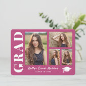 フォトコラージュモダンスクリプトピンクグラード4 案内状 (スタンド正面)