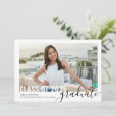 フォトコラージュモダンスクリプト卒業オープンハウス 案内状 (スタンド正面)