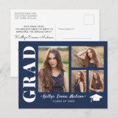 フォトコラージュモダンスクリプトNavy Blue Grad ポストカード (正面/裏面)