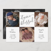 フォトコラージュモダンツインズ2ベビー誕生 案内状 (正面/裏面)