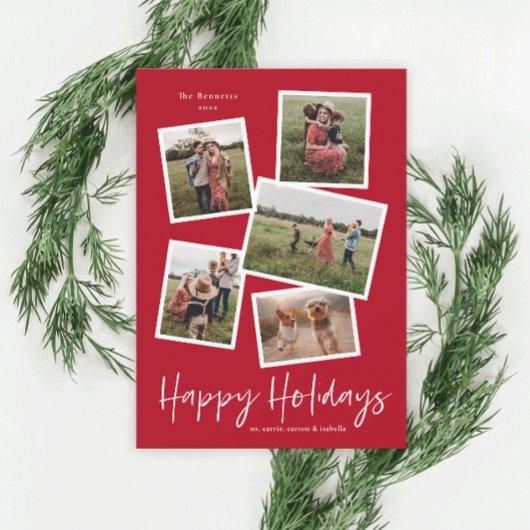 フォトコラージュモダンハッピーホリデー シーズンカード