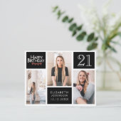 フォトコラージュモダンハッピー21歳の誕生日 サンキューカード (スタンド正面)