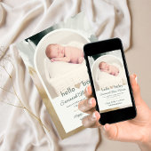 フォトコラージュモダンハローベビー誕生 案内状