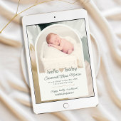 フォトコラージュモダンハローベビー誕生 案内状