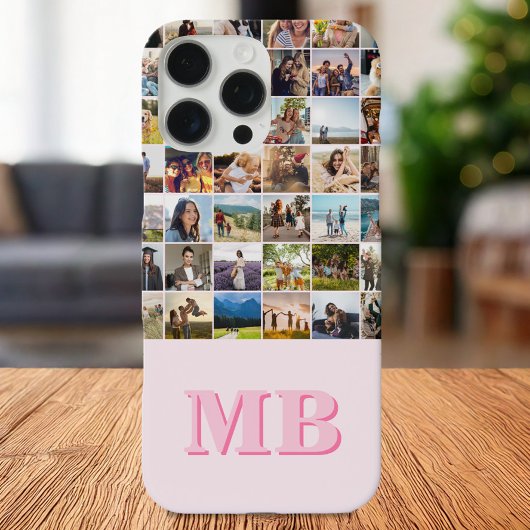 フォトコラージュモダンピンクイニシャルモノグラム Case-Mate iPhoneケース