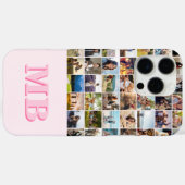 フォトコラージュモダンピンクイニシャルモノグラム Case-Mate iPhoneケース (裏面 (横))