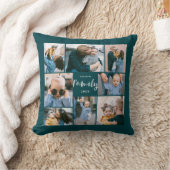フォトコラージュモダンファパーソナライズされたミリ |ティール（緑がかった色） クッション (ブランケット)