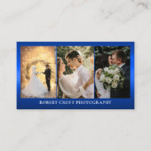 フォトコラージュモダンフォトグラファーの青3つ 名刺 (正面)