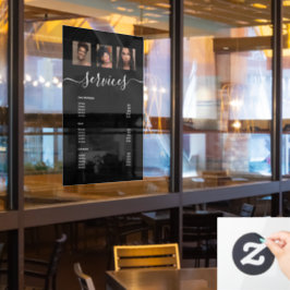 フォトコラージュモダンブラックスパサロンサービスメニュー ウィンドウサイン