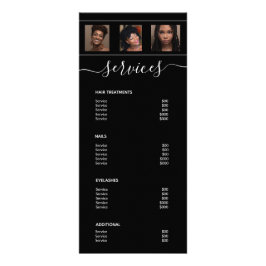 フォトコラージュモダンブラックスパサロンサービスメニュー ラックカード