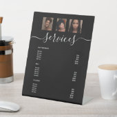 フォトコラージュモダンブラックスパサロンサービスメニュー 台座サイン (インサイチュ)