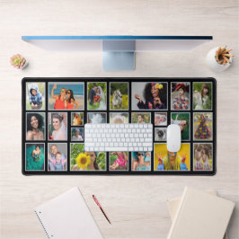 フォトコラージュモダンブラックパーソナライズされた25枚 デスクマット