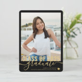 フォトコラージュモダンブラック卒業オープンハウス 案内状 (スタンド正面)