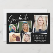 フォトコラージュモダンブラック卒業 案内状 (正面)