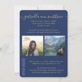 フォトコラージュモダンブルー卒業オープンハウス 案内状 (裏面)