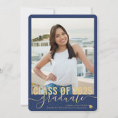 フォトコラージュモダンブルー卒業オープンハウス 案内状 (正面)