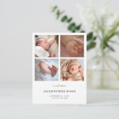 フォトコラージュモダンボーイ少女誕生のお知らせ ポストカード (スタンド正面)