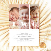 フォトコラージュモダンミニマルな2nd誕生日パーティー 招待状