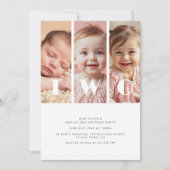 フォトコラージュモダンミニマルな2nd誕生日パーティー 招待状 (正面)