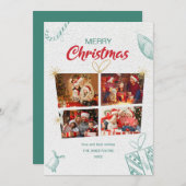 フォトコラージュモダンメリークリスマスホリデーカード 招待状 (正面/裏面)