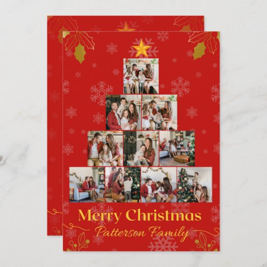 フォトコラージュモダンメリークリスマスホリデーカード 招待状 (正面/裏面)