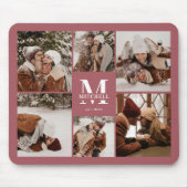 フォトコラージュモダンモノグラパーソナライズされたムピンク マウスパッド (正面)
