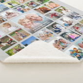 フォトコラージュモダンモノグラムパーソナライズされたグレー シェルパブランケット (3/4)