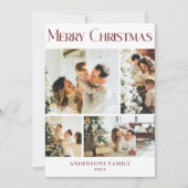 フォトコラージュモダンレッドクリスマスホリデーカード シーズンカード (正面)